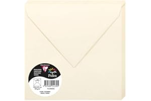 Clairefontaine 5443C - Paquet de 20 Enveloppes Gommées - Format Carré 16,5x16,5cm - 120g/m² - Coloris Ivoire - Invitation Evènements et Correspondance - Gamme Pollen - Papier Premium Lisse