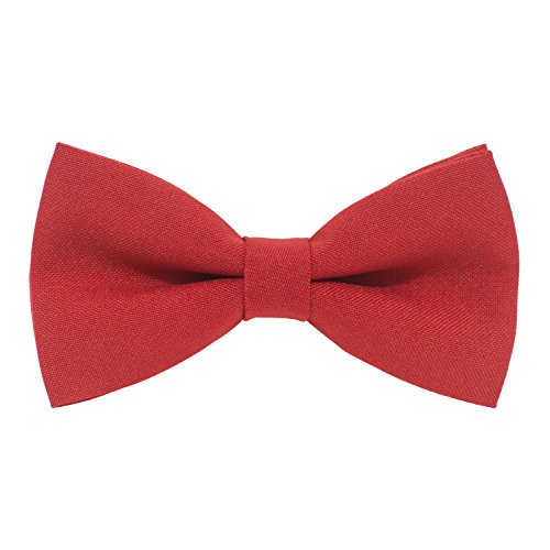 Bow Tie House Classic Pre-Tied Bow Tie Formal Solid Tuxedo, by (Medium, Red)