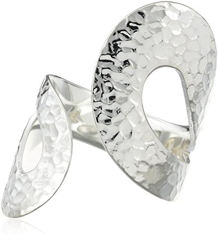Elements Silver R2462 58 Ladies' Large Open Loop Hammered Sterling Silver Ring - Size Large