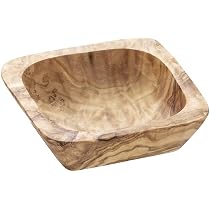 Bol Carré En Bois D'Olivier APS - 7,5x7,5 Cm - Unique (Couleur Et Grain Variables) - Décoration Ou Service