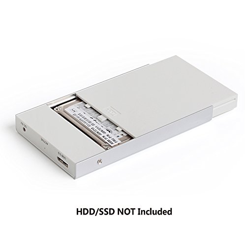 [Verbesserte Version, SATA III und UASP Unterstützung] JSVER Ultraschlankes Externes Festplattengehäuse aus Aluminium USB 3.0 in Silber für 2,5 Zoll SATA-Festplatten HDD SSD - 5