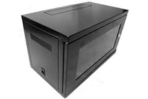 LMS Data Server Rack Data Cabinet - Deep Wall Mounted 12U 450mm 19 Inch Black Storage Rack with Glass Door, Removable Side Panels, Front-Rear Lockable (12U Glass Door)