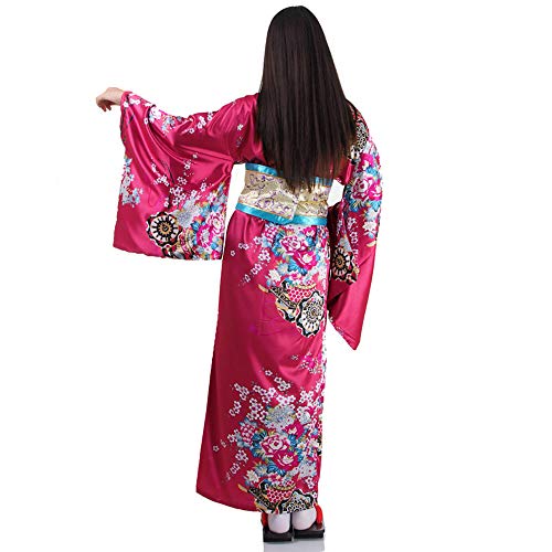 Japanischer Geisha Kimono Sakura Weinrot - 3