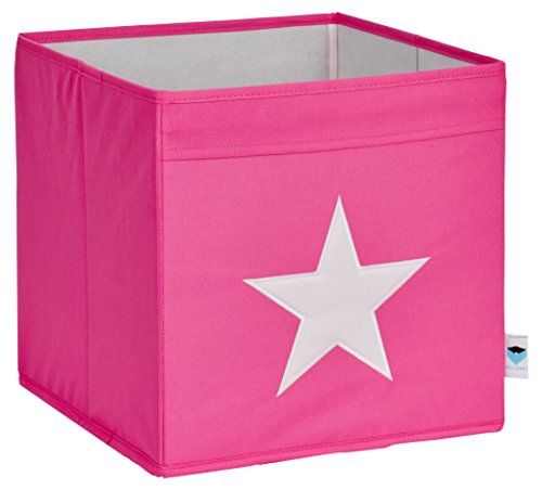 STORE.IT 671473 Ordnungsbox offen, Aufbewahrungsbox, passend für Kallax, Expedit, Polyester, 33x33x33cm, rosa mit weißem Stern