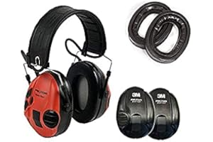 AVALLE Set di cuscinetti auricolari in gel Peltor Sporttac rosso e nero, 3 m, con protezione dell'udito attiva