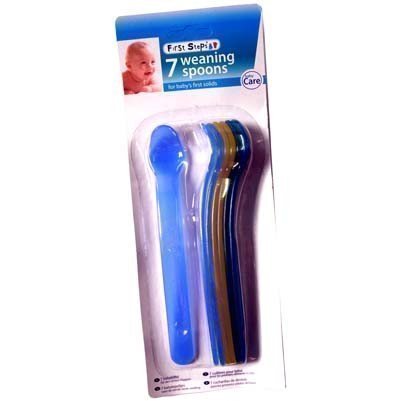 First Steps - 7 Pack Weaning Spoons For Baby's First Solids - Assorted Colours