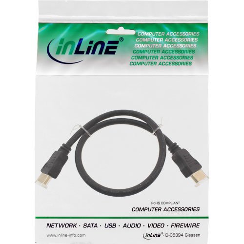 InLine HDMI Kabel, High Speed mit Ethernet, Premium, 4K2K, Stecker auf Stecker (1,5m) schwarz/gold - 2