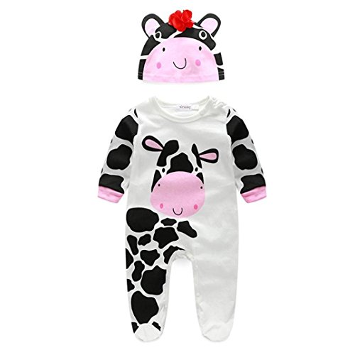 Koly Newborn Baby Clothing Sets Animal Rompers With Hat Long Sleeve Jumpsuits
