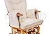 LUXURIOUS HUSH HUSH SOLID OAK WOOD GLIDER CHAIR WITH CREAM CUSHIONS - NURSING GLIDER / ROCKER / ROCKING / MATERNITY / FEEDING CHAIR (With Locking Mechanism & Free Matching Footstool)