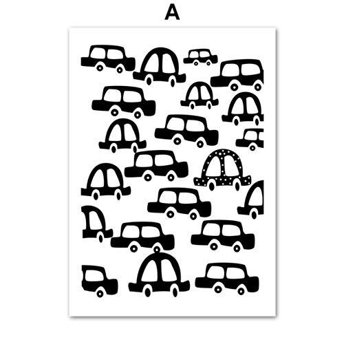 Tractor Coche Avion Negro Blanco Escandinavo Arte De La Pared