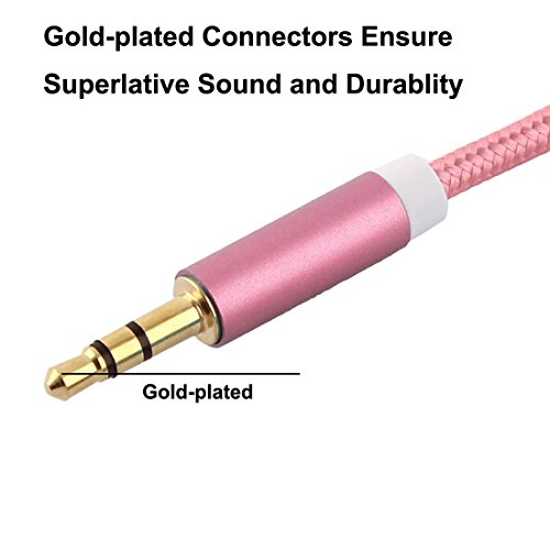 sourcingmap® 2Stk Auto Nylon 3,5mm Außen zu Außen Audio Kabel Silber Rosa Golden 3,3ft - 5