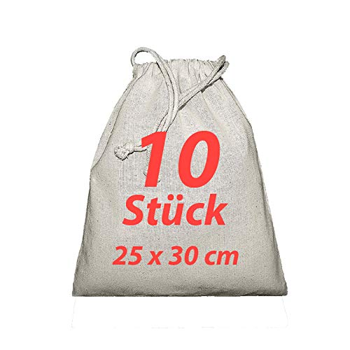 Bolsa de tela zuzieh Bolsa con cordón Natural 25 X 30 cm, 10 unidades)