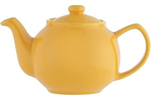 Price & Kensington Englische Teekanne für 2 Tassen, aus hochwertigem Steingut, Teekännchen in brilliantem senfgelb, mikrowellen- und spülmaschinenfest, Vintage Teebereiter