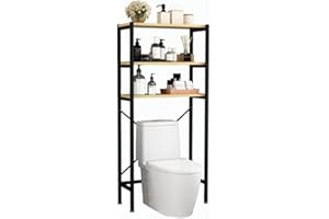 MAGIC SELECT Estante Superior Inodoro. Estante Almacenamiento Ahorra Espacio de 3 Niveles. Estantería Baño Encima Inodoro de Madera E1 y Acero.