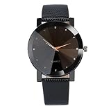 Webla Luxus Damen-Armbanduhr Frauen Analog Quarzuhr mit Sekundenzeiger Design Lederarmband Wasserdicht (Schwarz)