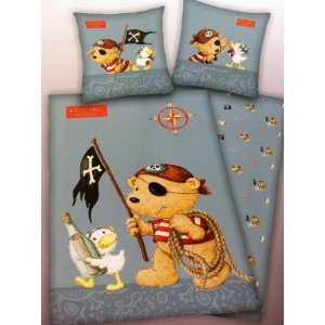 Pitzelpatz von Steinbeck Baby Bettwäsche Motiv: blaues Motiv Baumwolle - Linon Grösse 100/135