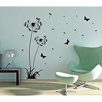 Wandtattoo schwarze Pusteblume im 2er Set ca. 120 cm und 160 cm oder 140 cm und 180 cm Höhe (in bester Qualität aus Markenfolie gefertigt)