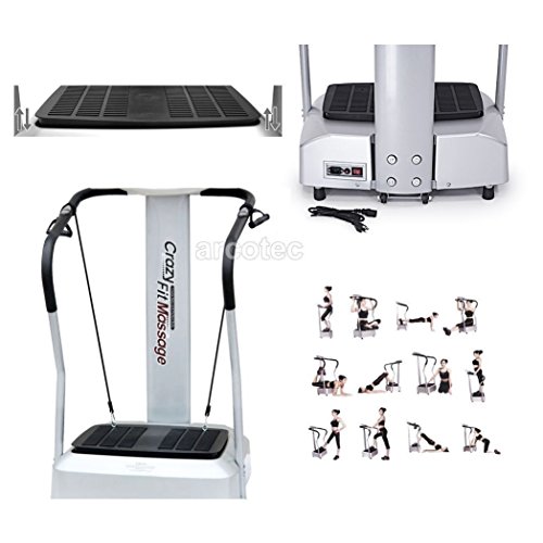 Vibrationsplatte, Vibration Trainings-Gerät für Bauch Beine Po „CRAZY-FIT-MASSAGE“ – effektiver Vibrationstrainer – 4 Programme – 2 Fitnessbänder – Steuerpult mit LED Anzeige - 5
