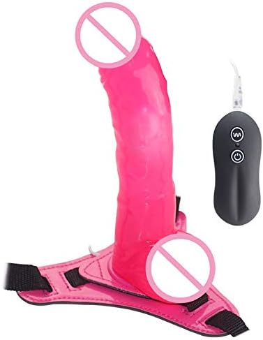 Lesbian Strapon Silicone 10 Modes Strong Vibrating Strap On P-énis Adjustable Harness Vibrator Sex Toys for Woman,Pink