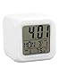 Produktbild YOGINGO 7 Farbwechsel Stummalarm LED-Uhr Weiß, Kreative Hintergrundbeleuchtung Bunte Digitale quadratische kleine elektronische Uhr mit Dimmer, Snooze, weichem Nachtlicht