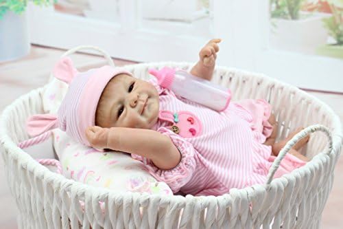 17" Silicone Vinyl Reborn Baby Dolls Rooted Hair Lifelike Baby Doll Free Magnet Pacifier