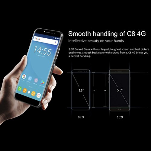 Telefonia Mobile, OUKITEL C8 Dual SIM Cellulari - 4G Smartphone Android 7.0 - MTK6580A Quad Core 1.3GHz - 5.5 Pollici HD Schermo - 2GB RAM+ 16GB ROM - 5.0MP Fotocamera Digitale - Nero
