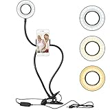 FUNKTION ---- Keine Batterie benötigt, USB-Aufladung, hat mehrere Farbton und Helligkeitseinstellungen, um genau das richtige Aussehen zu bekommen. Wählen Sie einfach aus der 3-Licht-Farbe und 10-Level-Helligkeit für Ihre bevorzugten Anwendungen Make-up, Lay Flat, Selfie Fotos, dunkle Landschaft Vlogging etc. Kein Suchen mehr nach dem perfekten Licht, um ein Foto zu machen.