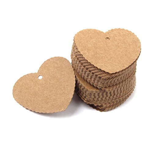 ULTNICE 100pcs Herz Lable Karte Tag überbacken Kraft Papier Tag Hochzeit Geburtstag Party Deko - 6