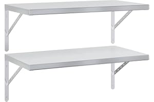 vidaXL Estantes de Pared 2 uds Acero Inoxidable Plateado 75x40 cm, Estante Flotante, Estante Flotante de Pared, Estante de Cuarto de Servicio