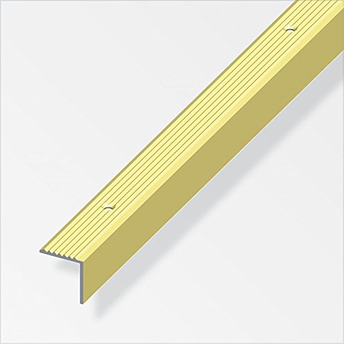 Preisvergleich Produktbild Treppenschienen schmal, gerillt, gelocht 19 / 20mm / 100cm messing eloxiert