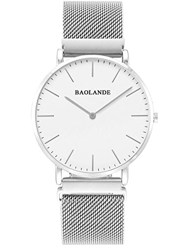 Alienwork Classic St.Mawes Quarz Armbanduhr elegant Quarzuhr Uhr Einzigartige Magnet-Verschluss weiss silber Metall U04813G-01