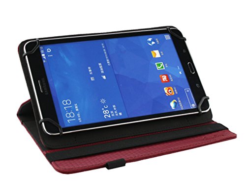Emartbuy® Alcatel One Touch Pixi 3 ( 8.0 ) 4G 8 Zoll Tablet Universal ( 7 – 8 Zoll ) Gepolsterte Design Burgandy 360 Grad rotierende Stand Folio Geldbörse Tasche Hülle + Schwarz Eingabestift - 5