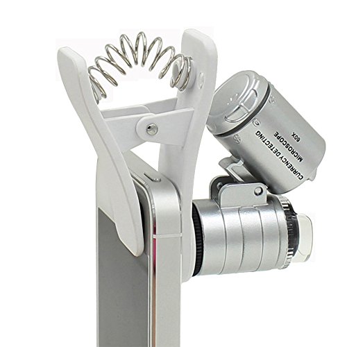 Skitic 60x Zoom Digital Mobile Phone Microscope Magnifier, LED Clip-On Microscopio Obiettivo Cellulare Lente d'Ingrandimento Micro Lenti per Universale Smartphone