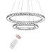 Produktbild HJ® 92W 2 Ringe LED Deckenleuchte Dimmbar Mit Fernbedienung Kristall Design Pendelleuchte Schlafzimmer Kreative Kronleuchter Designleuchte Lüster 180V-265V 920-9200LM