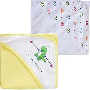 baby wish Baby Hooded Towels for New Born Bath Towel for Boys and Girls Kids Towels Set Ultra Absorbent and Hypoallergenic, Natural Baby Towel Perfect for Infants Kids Bathrobe (L Blue-Green,Pack-2)