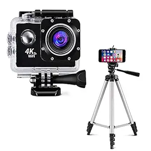 Squaircle Ultra HD 4K WiFi Action Camera Sports Camera with 3110 Tr Stand for Phone and Camera Adjustable Aluminium Alloy Tr Stand Holder for Mobile Phones & Camera,Photo/Video Shoot