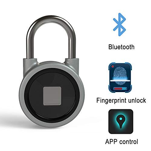 Preisvergleich Produktbild luoOnlineZ Fingerabdruck-Vorhängeschloss, Fingerabdruck-Erkennung, Bluetooth-Lock, App-Steuerung, Anti-Diebstahl-Vorhängeschloss für Tor, Gepäck, Fahrrad