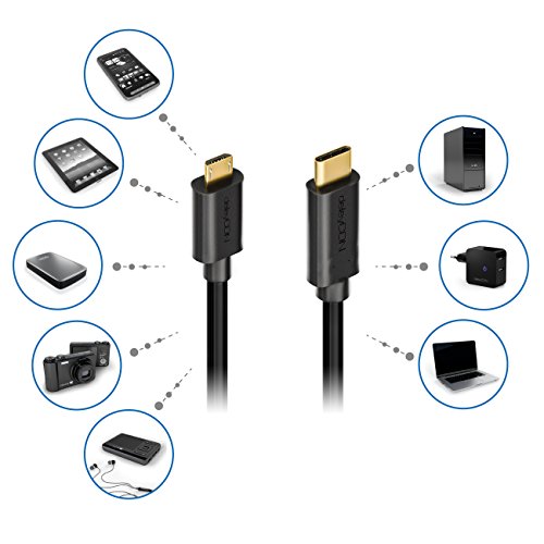 deleyCON 0,5m USB Kabel / Stecker Typ 3.1 / C auf micro USB / USB 2.0 Speed / Ladekabel Datenkabel / für z.B. Smartphone / Tablet / Notebook / Ladegerät – Schwarz - 5