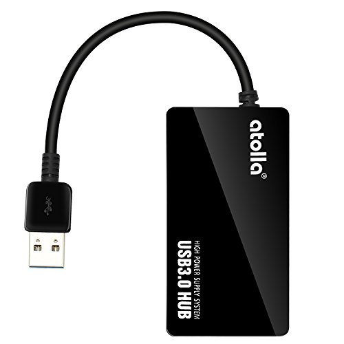 Atolla 4 Port USB 3.0 Hub Ultra Slim Extra Mini USB 3 Extender SuperSpeed Datenübertragung für Handy Apple MacBook Air MacBook Pro Mac Mini iMac MacPro Windows Laptop PC und weiteren USB Geräten(Schwarz) - 2