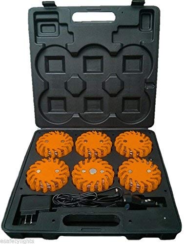 Nirnanada Amber RPF16LLM6 6EA 9 Funciones Estuche Recargable Portátil 16 LED Power Flare Power-Markers Roadside Emergencia Magnético