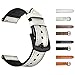 Produktbild Altsommer Armband 20mm für Huami Amazfit Bip Jugenduhr, Vintage Luxus Leder Sportarmband mit 195mm Länge Armband Uhrenarmband Edelstahlschließe Leder Ersatzband für Herren Damen (Weiß)