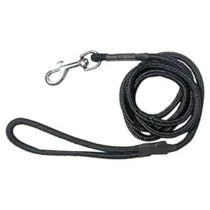 Modern Pets House 6mm Thick Heavy Duty Imported Rope Leash with Anti-Slip Handle| Waterproof Neck Rope Leash Belts with Strong Hook| Walking Jogging Training Rope Leash for Small Dogs (Black, 6mm, Small)