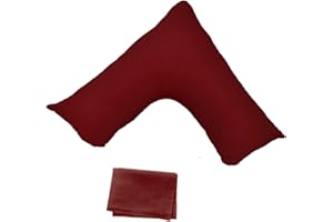 Nod Off V Shaped Pillow with Free Case - Hollowfiber Filled Polycotton case, Orthopedic Pregnancy Support Pillow - Pillows for Neck and Shoulder Pain - triangle Maternity Pillow (Wine)