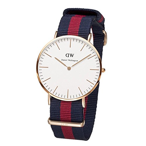 Daniel-Wellington-Herren-Armbanduhr-Analog-Quarz-One-Size-wei-blaurot