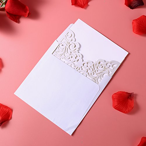 ROSENICE 10Pcs Hochzeit Einladungskarten – aushöhlen dekoratives Muster (weiß) - 5