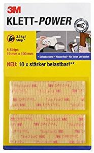 Klett Power selbstklebend, wasserfest, Streifen für Innen und Außen, 10x stärker belastbar - 3