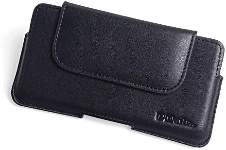 PDair Galaxy Note 9 Genuine Leather Pouch Holster Case with Belt Clip (Fit Phone with a Slim Case or Thin Skin on) Leather Magnetic Belt Case, Premium Luxury Pouch (Black Stitch)