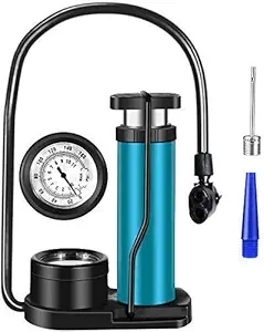 ALOKRUPSWAM Bike Pump, Portable Bicycle Tire Pump Mini Bike Floor Pump with Pressure Gauge Bike Foot Pump Bike Tyre Inflator with Inflation Needle Compatible with Presta & Schrader Valve