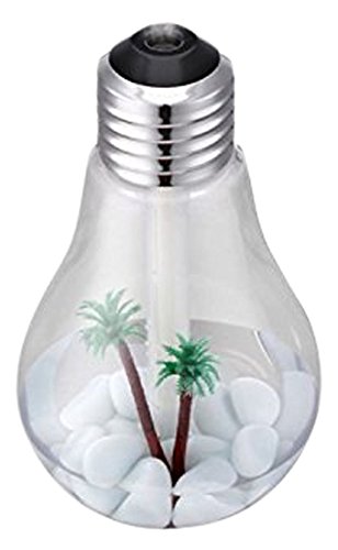 Aroma Diffiuser Die original Healthbulb von BerryKing - Birnen Lufterfrischer Ultraschall Luftbefeuchter Duftzerstäuber Raumluftreiniger Raumbefeuchter 400 ml Luftreiniger Humidifier 55ml/h mit LED für Schlafzimmer Wohnzimmer Büro inkl. Steinen und Palmen