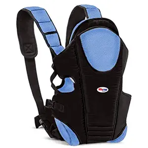 Chinmay Kids Baby Carrier Bag in 3-in-1 Ergonomic Adjustable Sling Kangaroo Design with Carrying Basket for Front & Back Use for Infant Child and Mother Travel - 0 to 2 Year (Blue Black)